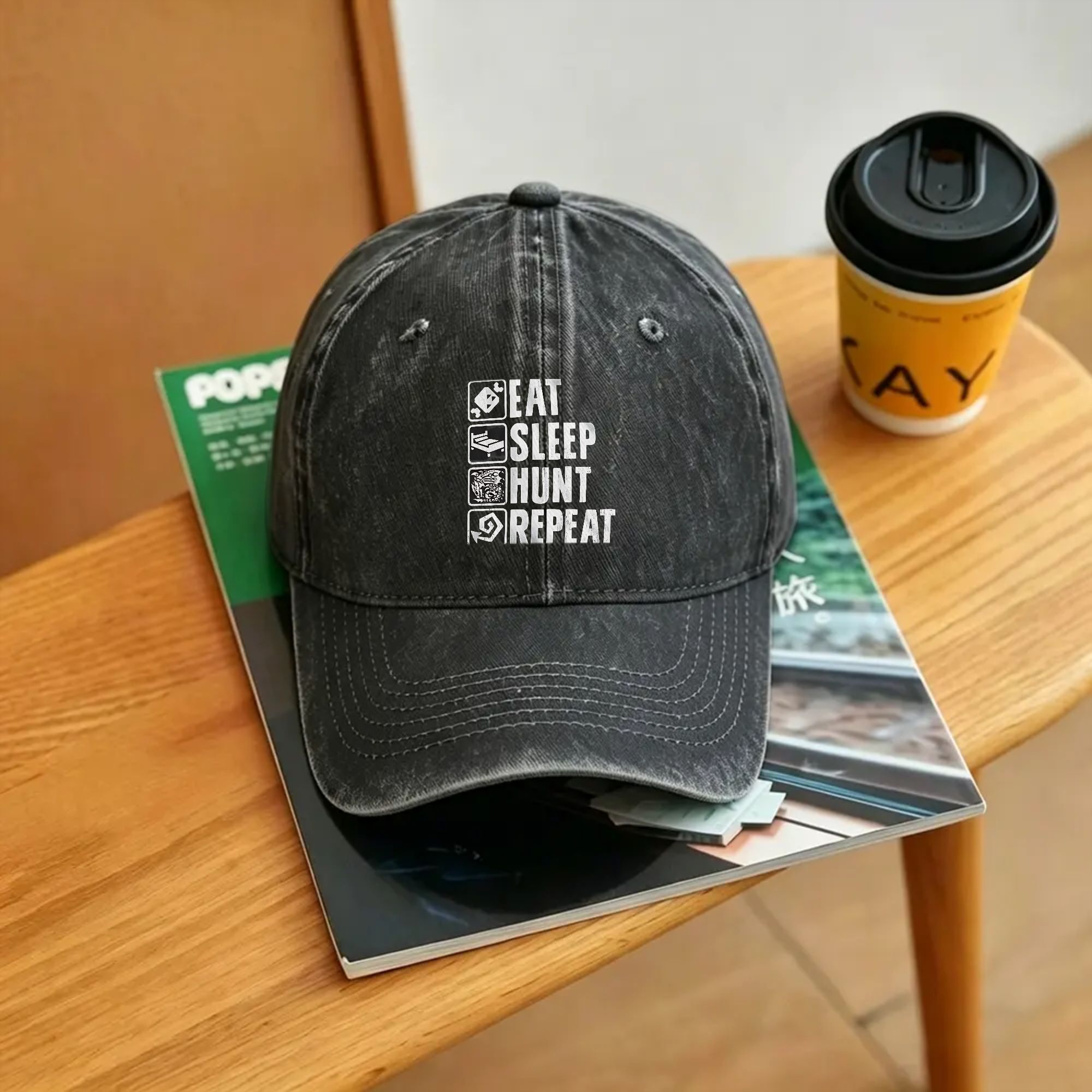 Retro Gaming Gift Ideas - Бейсболка Monster Hunter Eat Sleep Hunt