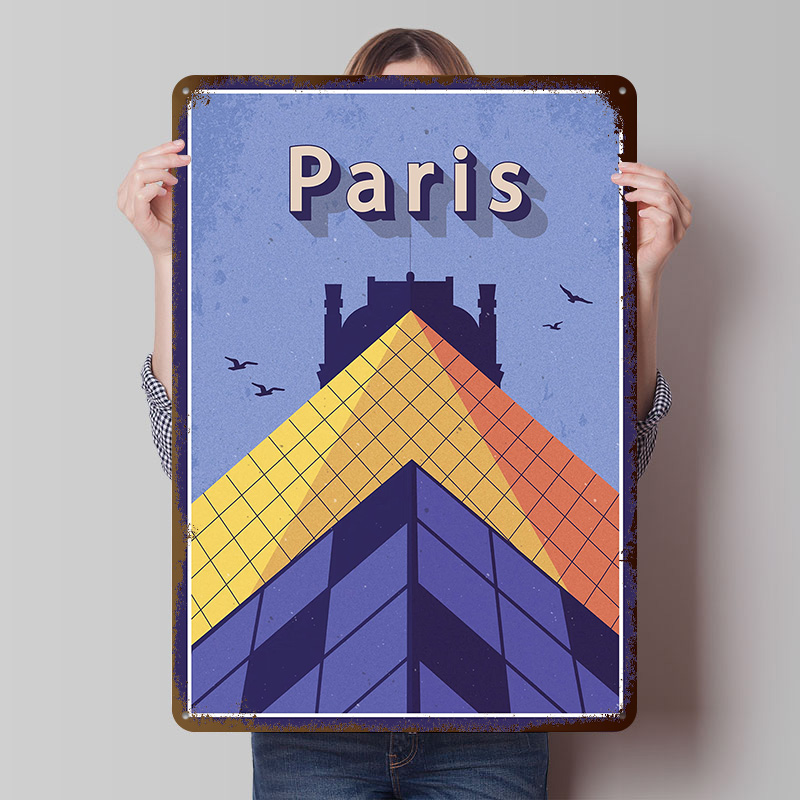 Retro Gaming Paris - Металлический постер «Путешествие в Париж», настенный