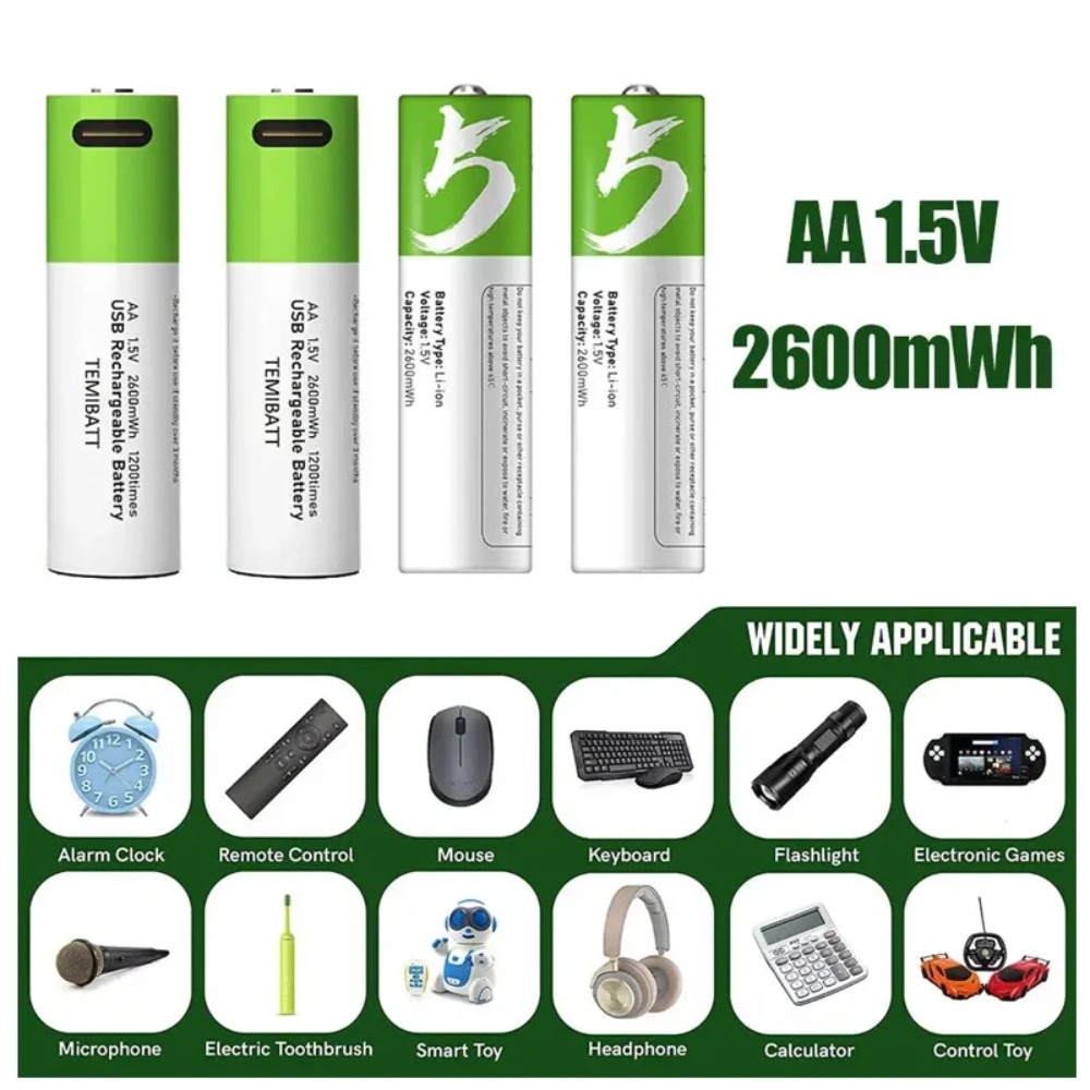 8 шт. 1.5В AA 2600мВтч Аккумул – обзор и цена Rechargeable Battery Aa